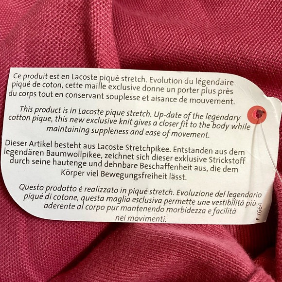 NWT Lacoste pink collared polo shirt dress size EU 38 - Picture 8 of 10